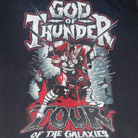Marvel God Of Thunder Tour Of The Galaxies Grunge T-shirt XL - Picture 2 of 4
